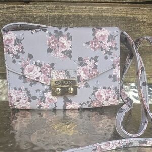 Guess Floral Crossbody Bag - Pink and Gray